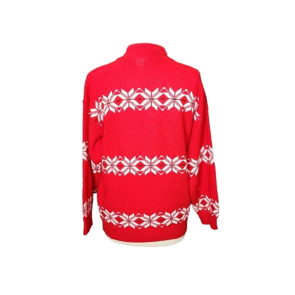 Vintage American Pride Red & White Mock Turtleneck Sweater USA Made Size Large - Picture 3 of 16